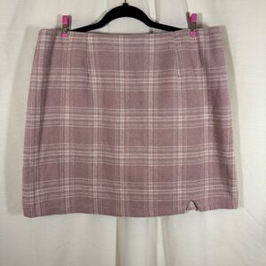 Pink Lily Plaid Mini Skirt Fleece / Wool Type Soft Pink Winter Size XL NWT